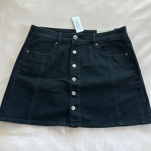 American Eagle Black Denim Button Up Skirt